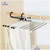 Hangers Racks Magic Stainless Steel Rack Mti Function Folding Coat Hanger Black And Whit Clothes Home Outdoor Easy To Use 5 5Zb H1 Dh8Nm