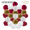 Autres fournitures de fête d'événement or vert blanc ensemble boule de papier ronde pompon de tissu en nid d'abeille 6 "8" 10 "pour la décoration d'anniversaire de baptême de mariage de Noël 221128