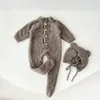 Rompers 03t Born Kid Baby Boys Girls Winter Clothes varm romper med hatt söt söt jumpsuit härlig outfit 221125