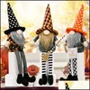 Autres fournitures de fête de fête Halloween Rudolph Poupées en peluche Cadeau de fête Trick Or Treat Balai Long Leg Caps Faceless Gnomes White Whi Dhmdl