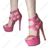 Heelsmaker Handmade Women Summer Sandals Heels Open Open Toe Fuchsia Pink Party Shoes بالإضافة إلى حجمنا 5-20