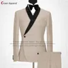 Trajes para hombres Blazers Lujo Formal Negro Boda Hombres Traje Conjunto Slim Fit Padrinos de boda Novio Esmoquin Diseños blancos Chal brillante Solapa Blazer Pantalones 2 piezas 221128