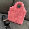 Borsa mini tote Borse a tracolla pelose alla moda Borsa a tracolla da donna Borse invernali Borse grandi Borsa per telefono con tracolla larga rimovibile con hardware argento