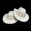 Boinas blancas elegantes sombrero de vaquera novia boda po accesorios de disfraces verano al aire libre mujeres chica estilo occidental gorras de vaquero