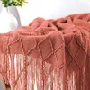 毛布北欧のデザインソファスローブランケット格子縞の柔らかいニットベッドカバー用ベッドカバー装飾タッセルで装飾