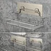 Bathroom Shelves Stainless Steel Storage Shelf PunchFree Kitchen Toilet Wall Hanging Rack 221128