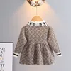 Pullover herfst wintermeisje trui jurk prinses kinderen baby kinderen doek zoet gebreide jurks boog jumper 1-5y 221128