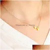 Pendant Necklaces Fashion Tiny Heart Dainty Initial Necklace Gold Sier Color Letter Name Choker For Women Pendant Jewelry Gift Drop Dhho4