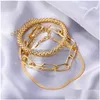 Charm Bracelets Golden Metal Bracelet Women Charm Thick Chain Link Bracelets Bangles Trend Hip Hop Fashion Jewelry Drop Delivery Dhybo