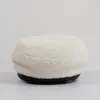 Berretti Donna Berretto di lana bianco Cappelli con visiera in pelle PU nera Sboy Baker Boy Regolabile per donna Taglia grande S / M / L / XL