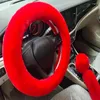 Steering Wheel Covers 3pcs/Set Winter Warm Fluffy Plush Universal Fit Thickening Faux Interior