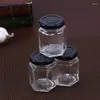 Garrafas de armazenamento 10pcs 45ml 85ml hexagon transparente garrafa de vidro mel