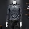 2023 Роскошное качество моды Мужские рубашки рубашка на пуговицах повседневное дизайнерское принцип клетку с длинными рукавами