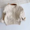 Cardigan Kinderen Solid Color Knakan Koreaanse stijl Toddler Kids Lange Mouw O-Neck jas Baby Boys All-Match Sweater Tops 6m-5y 221128