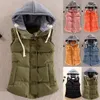 Gilets femme automne hiver gilet sans manches femmes amovible à capuche fermeture éclair bouton poche chaud gilet vers le bas Feminina Chalecos