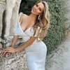 Casual Women Sexy Tail Off The Shoulder Vneck Slit Elegant Dress Backless Midi Bodycon Club Evening Party Dresses 221126