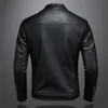 Hommes en cuir Faux grande taille automne mode tendance manteau mince col montant veste de moto PU beau haut 5XL 221124