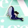 Pins Brooches Blue Whale With Girl Brooch Enamel Pins For Women Creative Gold Plated Animal Brooches Fashion Gift Jewelry Cartoon B Dh6Cw