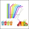 Drinking Straws Drinking St Sile Stripes 6 Color Eco Sts Reusable For 800Ml Mugs Smoothie Flexible Sucker Dh0011 123 J2 Drop Deliver Dhtzq