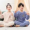 Pyjamas Big Girls Boys Autumn Winter Long Sleeve Warm Flanell Set Cute Animal Childrens Sleepwear Kids Christmas 221125