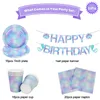 Louça descartável 53pcs Sereia Party Tableware Casta Copo de papel Placa Banner de aniversário de guardanapo Decoração do chá de bebê 221128