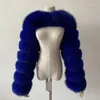 Women's Fur Winter High Quality Faux Coat Women 2022 Patchwork Long Sleeve Warm Mink Short Jackets Furry Femme Top MT830