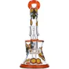 Orange Glass Bong Hookahs Bee Hourglass Dab Rig with Showerhead Perc 14.5mm Female Joint Shisha Pipes