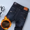 Jeans masculino clássico de lã Fit Fit Fashion Loose Pants Casual Casual Marca masculina Plus Velvet acolchoado calças quentes 221128