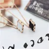 Pendant Necklaces Korean version simple 18K vacuum plating rose gold titanium necklace female stainless steel four leaf clover clavicle chain ins