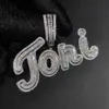 TopBling A-Z letras de firma personalizadas collar de Colgante para Nombre Bling T Cubic Zircon Hip Hop 18k chapado en oro Real Jewelry282R