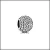 Zilver S925 Sterling Sier Charm Bead Diy Bracelet ketting losse kralen inleg Mticolor Rhinestone eenvoudige mode sieraden 1554 Dhgarden Dhpwd