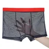 Mutande M-3XL Uomini Sexy Biancheria Intima Senza Cuciture Pantaloni Boxer Trasparenti Maschio a Vita Media Sottovesti in Maglia Homme Mutandine Boxer