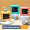 Förvaringslådor BINS CARTOON ATM Mini Safe Piggy Deposit Bank Code Hushållens ornament Not Box Cash Coins Saving Christmas Gift 221128