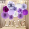 Other Event Party Supplies 12pcs/set Cut-out Paper Fan Pinwheels Hanging Crafts Tissue Pom Poms Flower Ball Lantern Wedding Birthday Decoration 221128