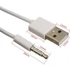 3.5mm Headphone Audio AUX Male Plug White USB 2.0 to Car Cable Jack Charger Wire Cord