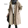 Trench da donna Donna Autunno Tinta unita Tasca con cappuccio Giacca a vento Cappotto lungo Capispalla Abbigliamento donna Femme Veste