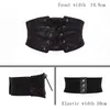 B￤lten Rose Flower Lace Ladies Fashion Elastic Wide Midje Black Tie-Up Belt Ornament Dress Coat All-Match Ins Accessories Midjeband