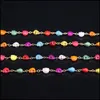 Chains Chains 5Meter/Lot Mixed Turquoises Skl Shape Rosary Chain Natural Gold Plate Wire Wrapped Link Diy Necklace Drop Deli Dhgarden Dh3Pz