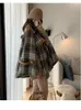 Miscele di lana da donna Xgoth Original Elegant Cape Coat Donna Inverno Oversize Vintage Plaid Top Donna High Street ispessita calda lana 221129