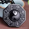 Pendant Necklaces Obsidian Stone Necklace Chinese Taiji-Bagua Men's Jewelry Women's High Quality Gossip For Unisex