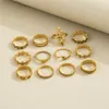 Cluster Rings Modyle 12pcs/set Luxury Snake Set For Women Punk Vintage Gold Color Metal Heart Flower Ring Female Jewelry Anillos