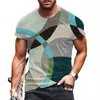 Costumes pour hommes 2901 hommes T-shirts 3d imprimé Plaid court Mouw T-shirt pour vêtements Streep hauts surdimensionné T-shirt homme