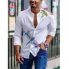 Men s Casual Shirts Spring Summer Vintage Printed Long sleeved Thin Button Imitation Linen Loose Shirt For Large Size Clothes 221128