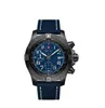 Lederen chronograaf Sapphire AAAAA Sports Super Black Avenger II Bracelet 1884 Glazen horloges Blauw roestvrij staal BB64