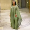 Ethnic Clothing Muslim Robes Ladies Abaya African Dresses for Women Summer Chiffon Pearl Long Maxi Dress Traditional Plus Size 221129