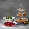 Plakalar Yaratıcı Üç Kat Kek Stand Moda Oturma Odası Tatlı Meyve Meyve Partisi Düğün Snack Cupcake Plaka