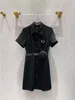 Vestidos casuais designer feminino vestido camisa jeans sem mangas para a primavera no verão fora estilo com letra de beira ladra slim cinturão plissada botão zipp p1gn