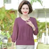 بلوزات نسائية النساء الربيع الصيفي على غرار القمصان شيفون سيدة نصف الأكمام زهرة o-neck blusas قمم ملابس الأم المتوسطة العمر