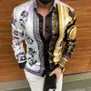 Men s Casual Shirts Hawaiian Red Printed Fashion Fall Long Sleeve Floral Party Dress Dance M 3XL 221128