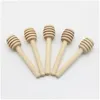 Other Dinnerware 3 Sizes Honey Sticks Long Handle Wooden Wood Tail Slot Spoons Dinnerware Coffee Milk Mti Function Stirring Rod Kitc Dh3Pm